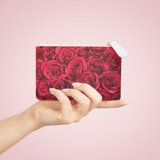 Rose Top Valentines Pouch Gift Idea for Her Red Roses Mini Clutch Bag