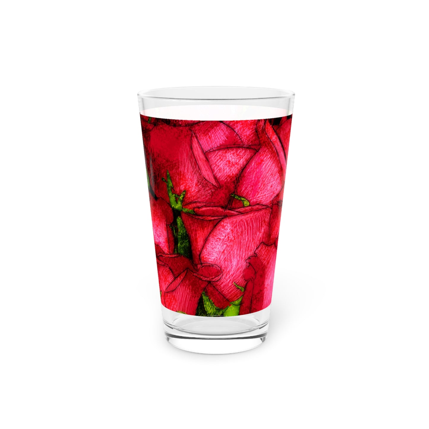 Rose Side Pint Glass, 16oz