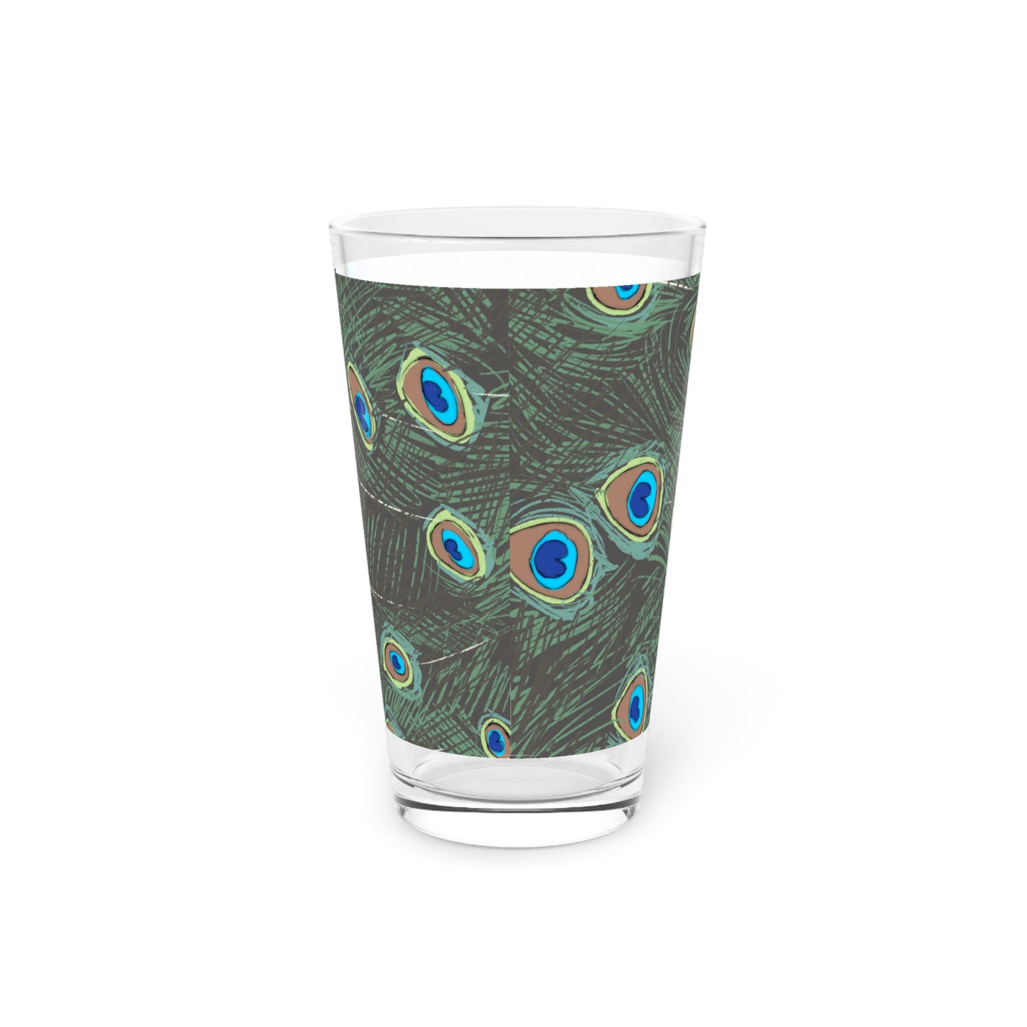 Peacock Feather Pint Glass, 16oz