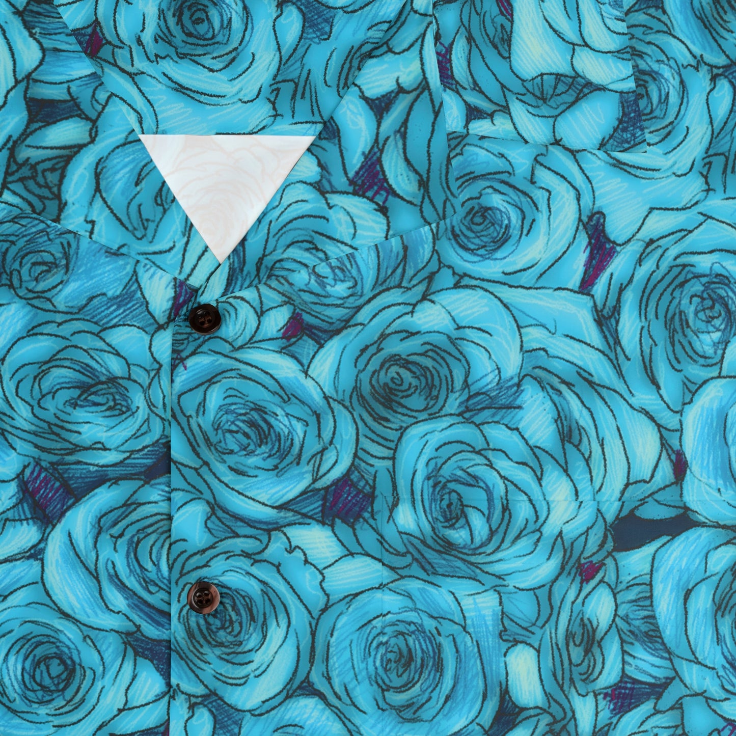 Turquoise Rose Flower Men's Hawaiian Shirt