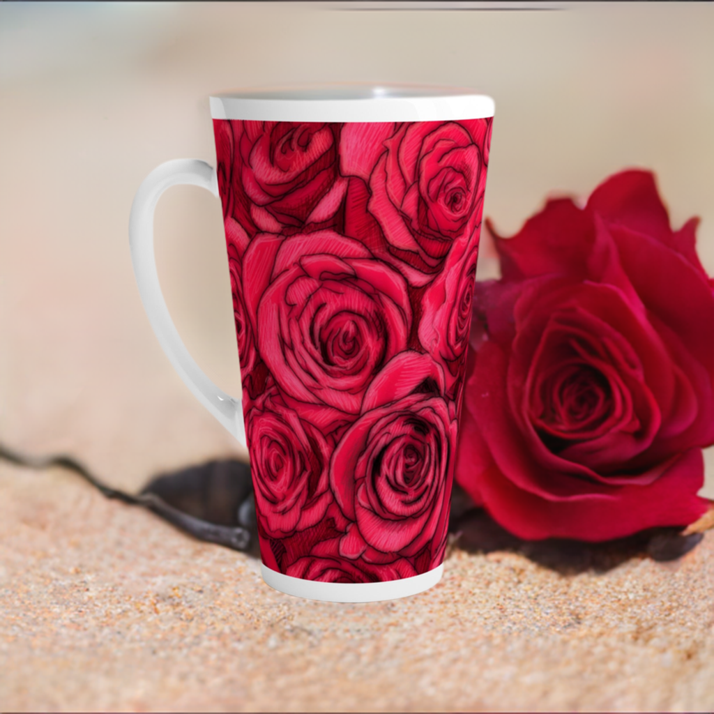 Rose Top White Latte 17oz Ceramic Mug