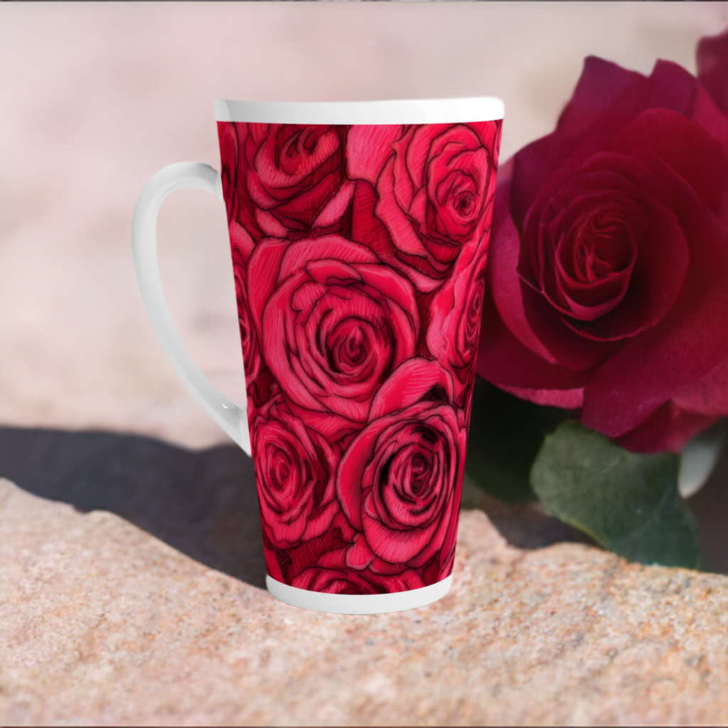 Rose Top White Latte 17oz Ceramic Mug