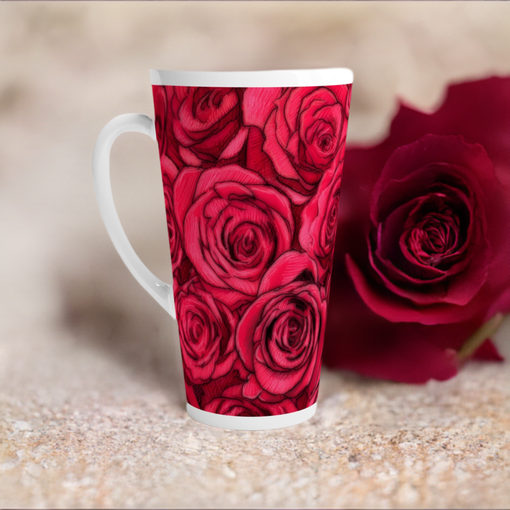 Rose Top White Latte 17oz Ceramic Mug