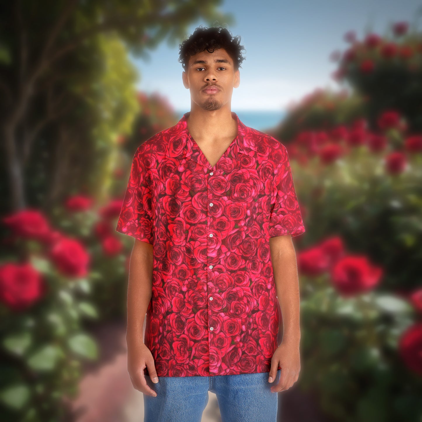 Rose Men's Hawaiian Shirt