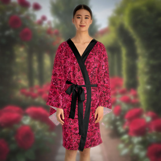 Rose Long Sleeve Kimono Robe (AOP)