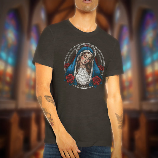 Blessed Mary American Traditional Triblend Unisex Crewneck T-shirt