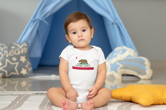 California Republic Flag Classic Baby Short Sleeve Bodysuit